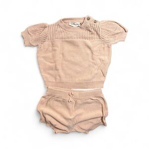 Jessica Simpson baby Pointelle 6-9 months peachy pink top and bloomers